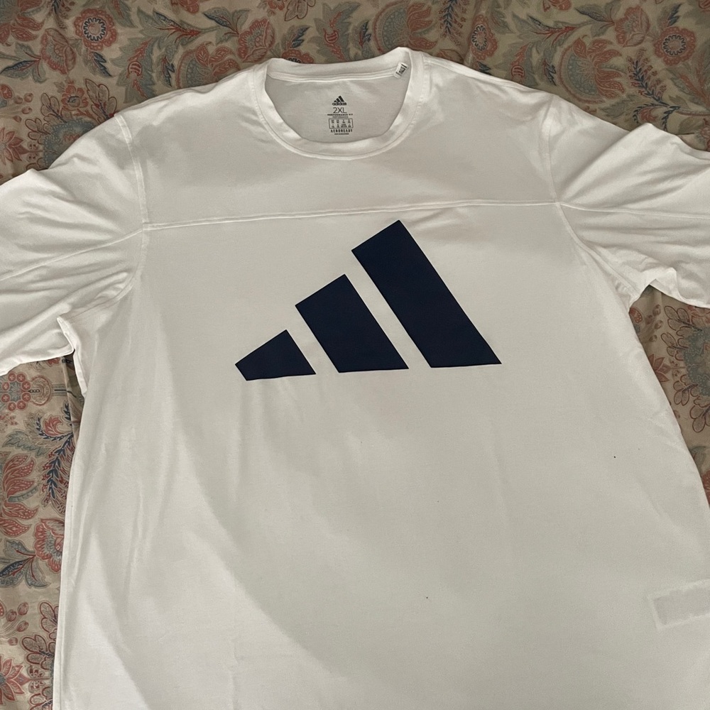 White and Navy Blue Adidas shirt